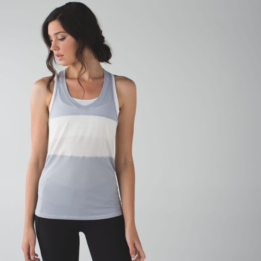 Lululemon Gray and White Women's Tank Top